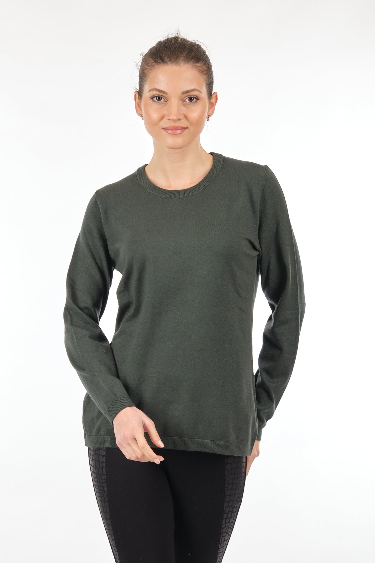 Desen Minimalist Oversize Kadın Triko - Uzun Kollu Yuvarlak Yaka