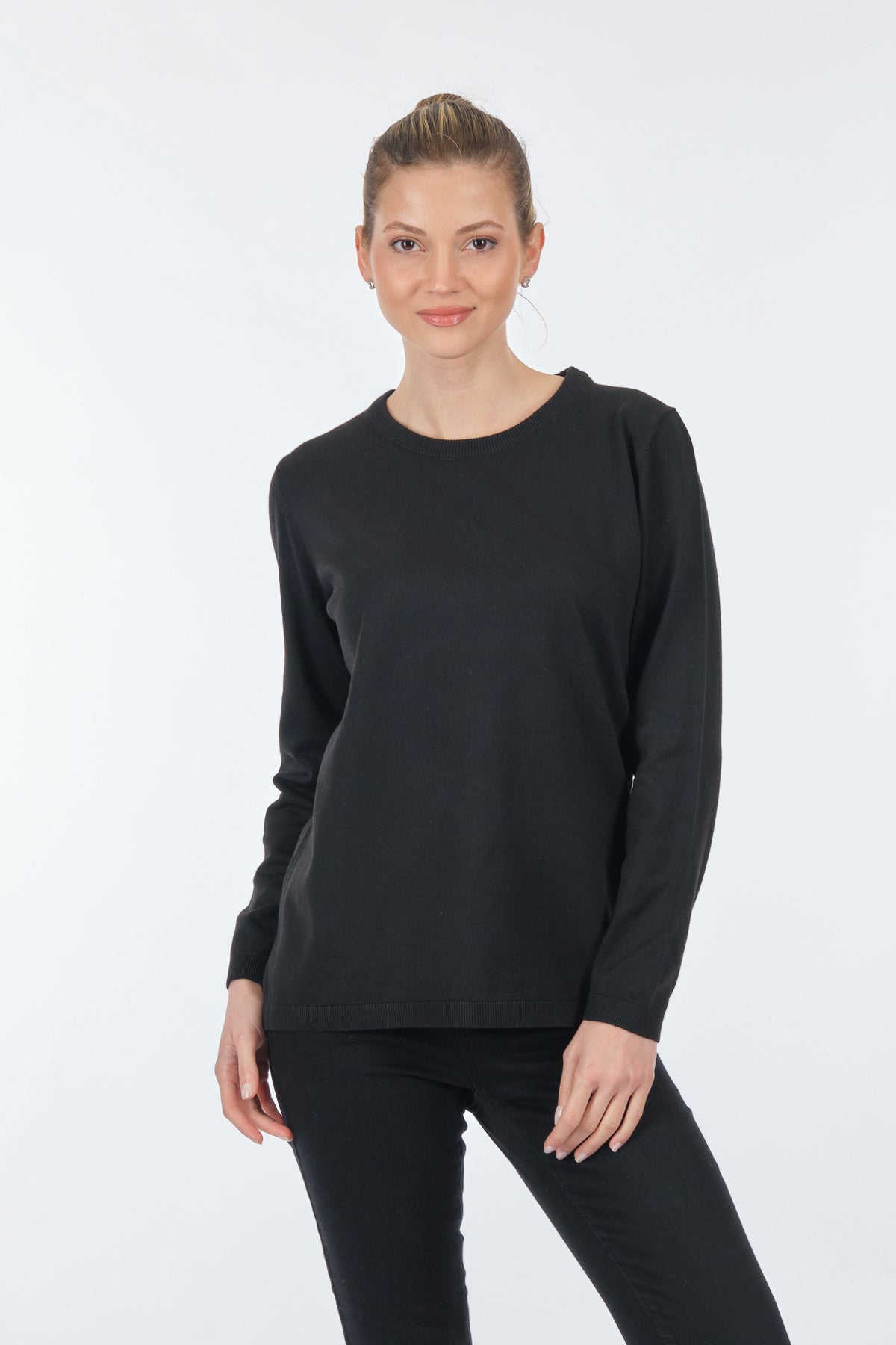 Desen Minimalist Oversize Kadın Triko - Uzun Kollu Yuvarlak Yaka