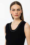 Sleeveless Blouse with Embellished Collar