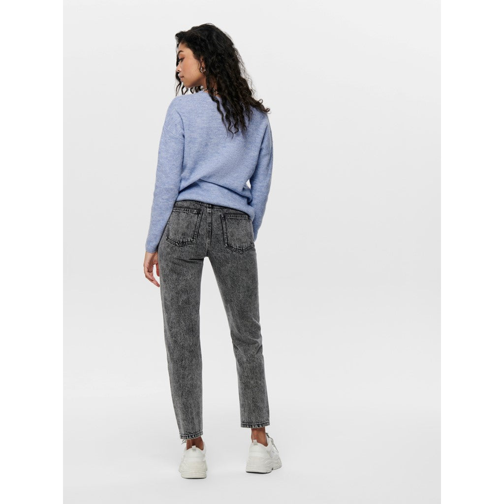 Only V Yaka Oversize Uzun Kollu Kadın Kazak - Günlük Kışlık Rahat
