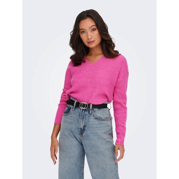 Only V Yaka Oversize Uzun Kollu Kadın Kazak - Günlük Kışlık Rahat