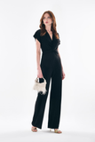 Explosion Wide-Leg Jumpsuit with Waist Tie Knot Detail