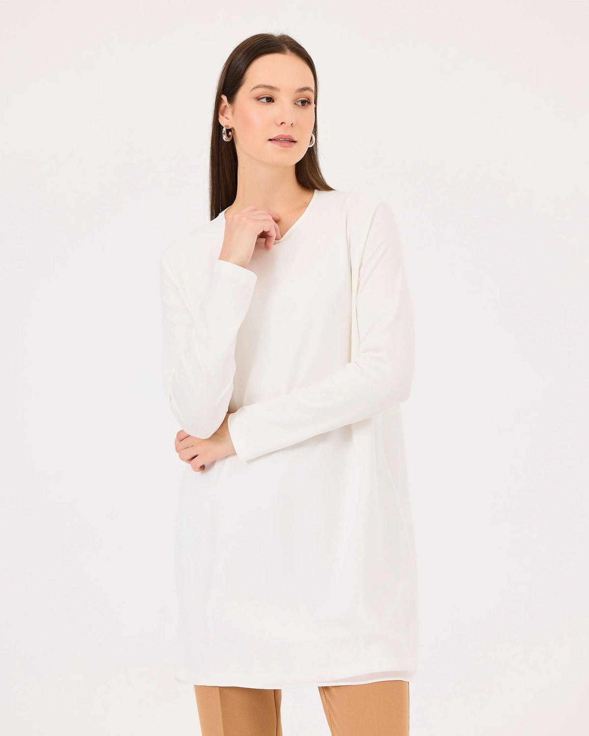 Scl Kadın Oversize Uzun Kol Midi Bluz - Minimalist Stil Main image