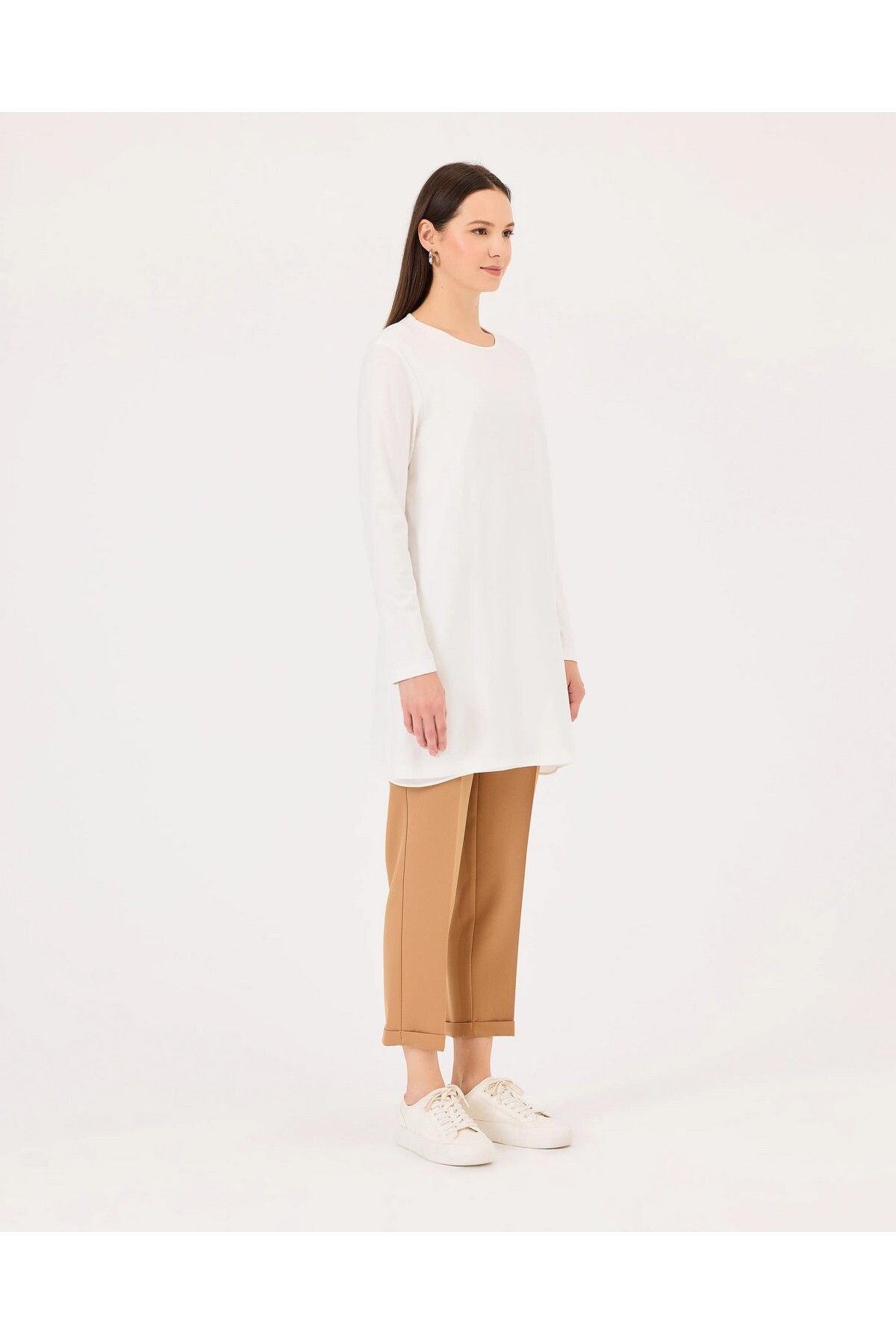 Scl Kadın Oversize Uzun Kol Midi Bluz - Minimalist Stil