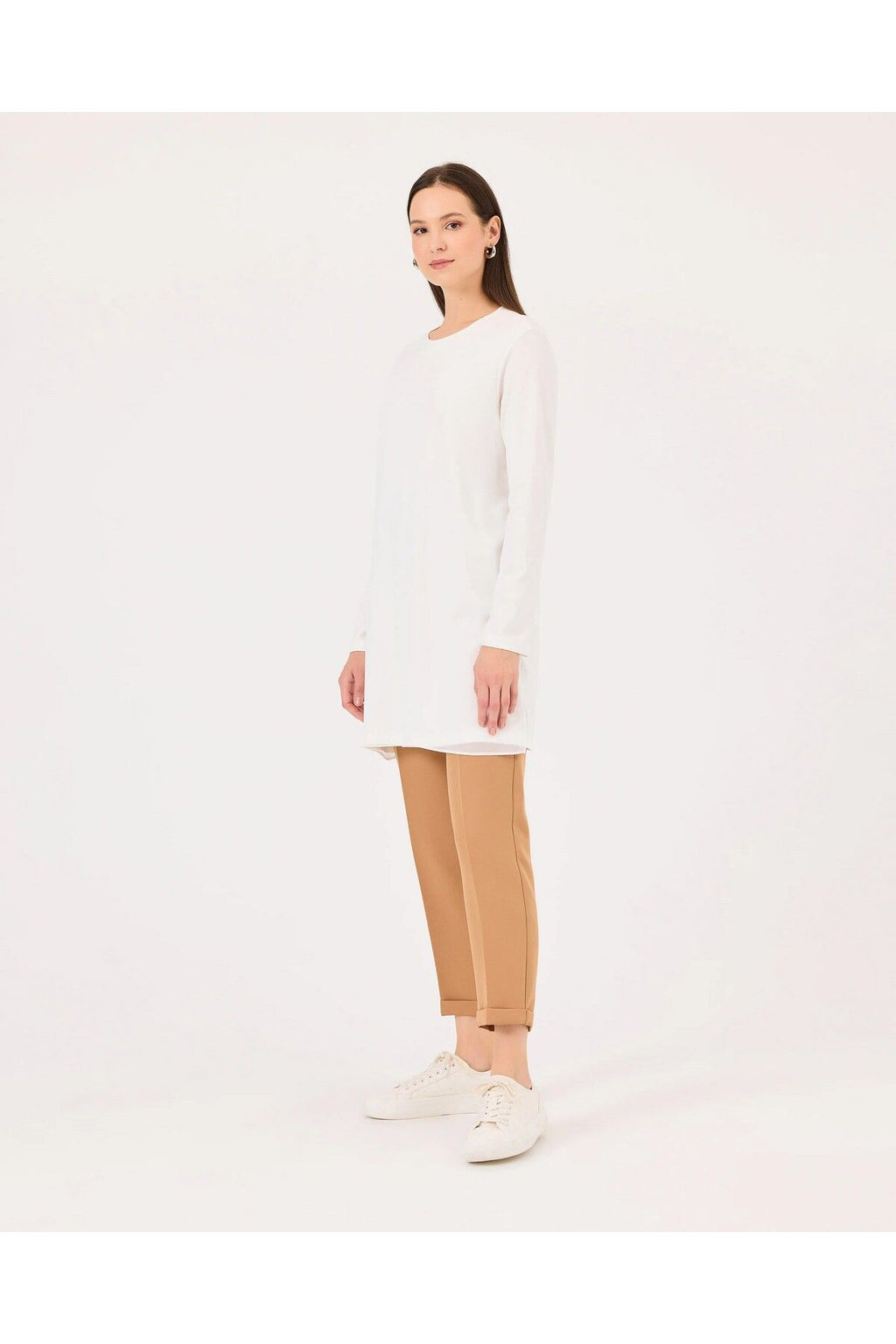 Scl Kadın Oversize Uzun Kol Midi Bluz - Minimalist Stil
