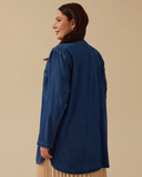 Plus Size Foldable Sleeve Jean Tunic Gala-Xi