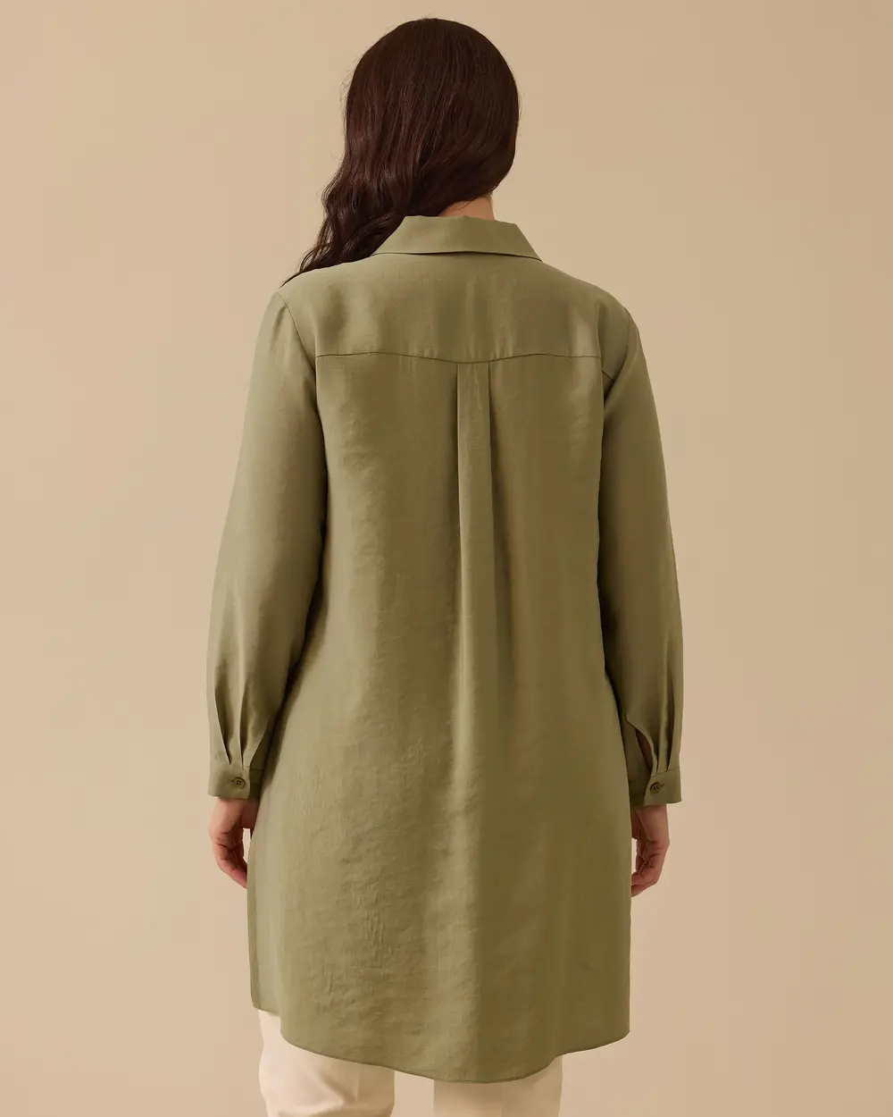 Gala-xi Minimalist Uzun Kol Midi Tunik - Gömlek Yaka Günlük Secondary image