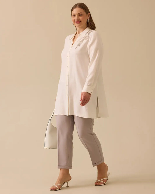 Plus Size Beaded Buttoned Tunic Gala-Xi