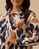 Plus size patterned button-down tunic Gala-Xi