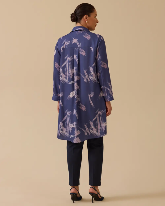 Plus Size Patterned Long-Sleeved Shirt Gala-Xi