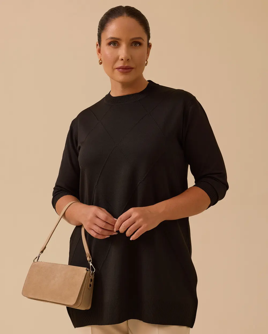 Plus size patterned basic knit tunic Gala-Xi