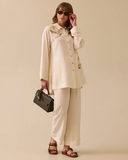 SCL Oversize Gömlek Yaka Uzun Kol Kadın Tunik - Minimalist Tarz