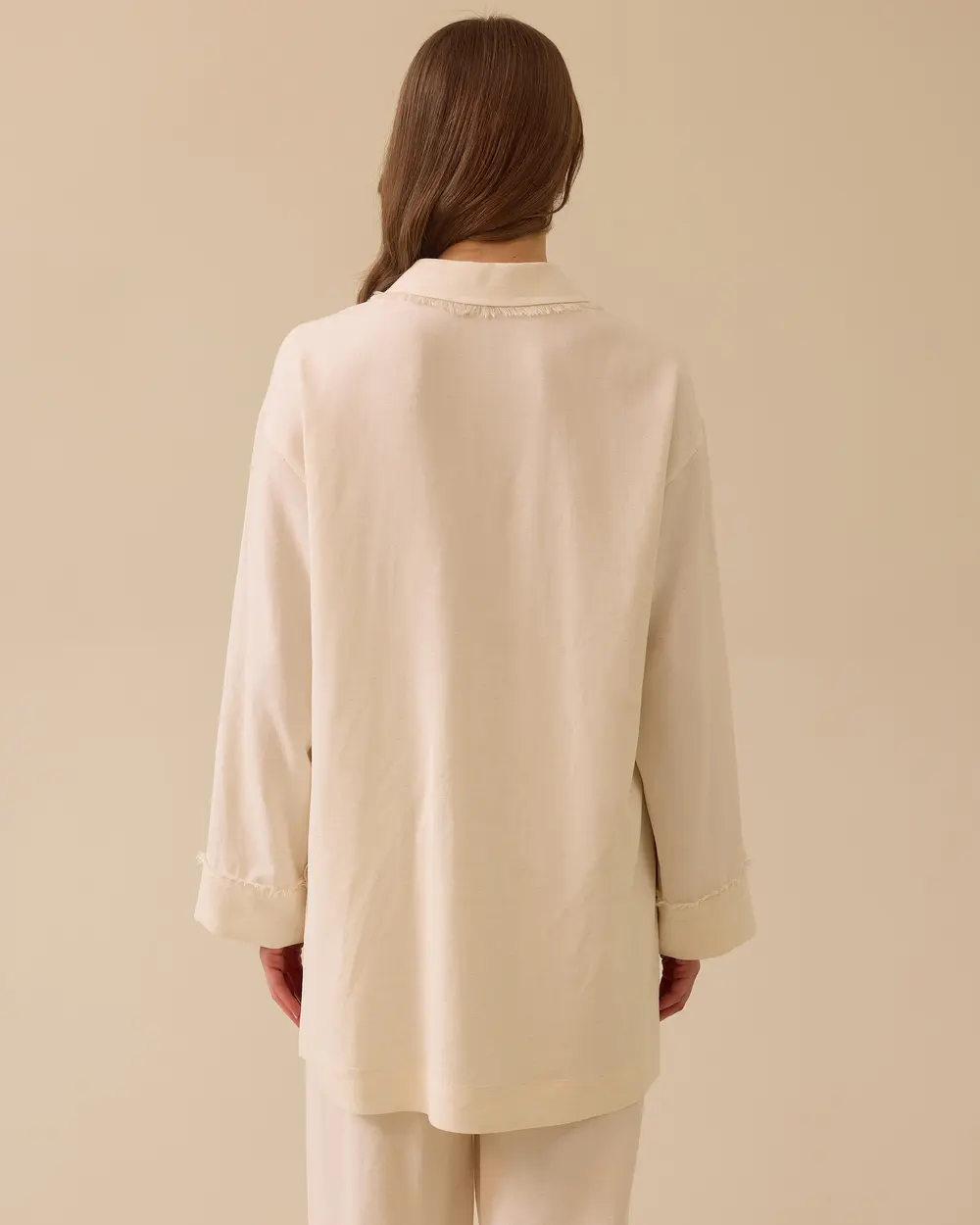 SCL Oversize Gömlek Yaka Uzun Kol Kadın Tunik - Minimalist Tarz Secondary image