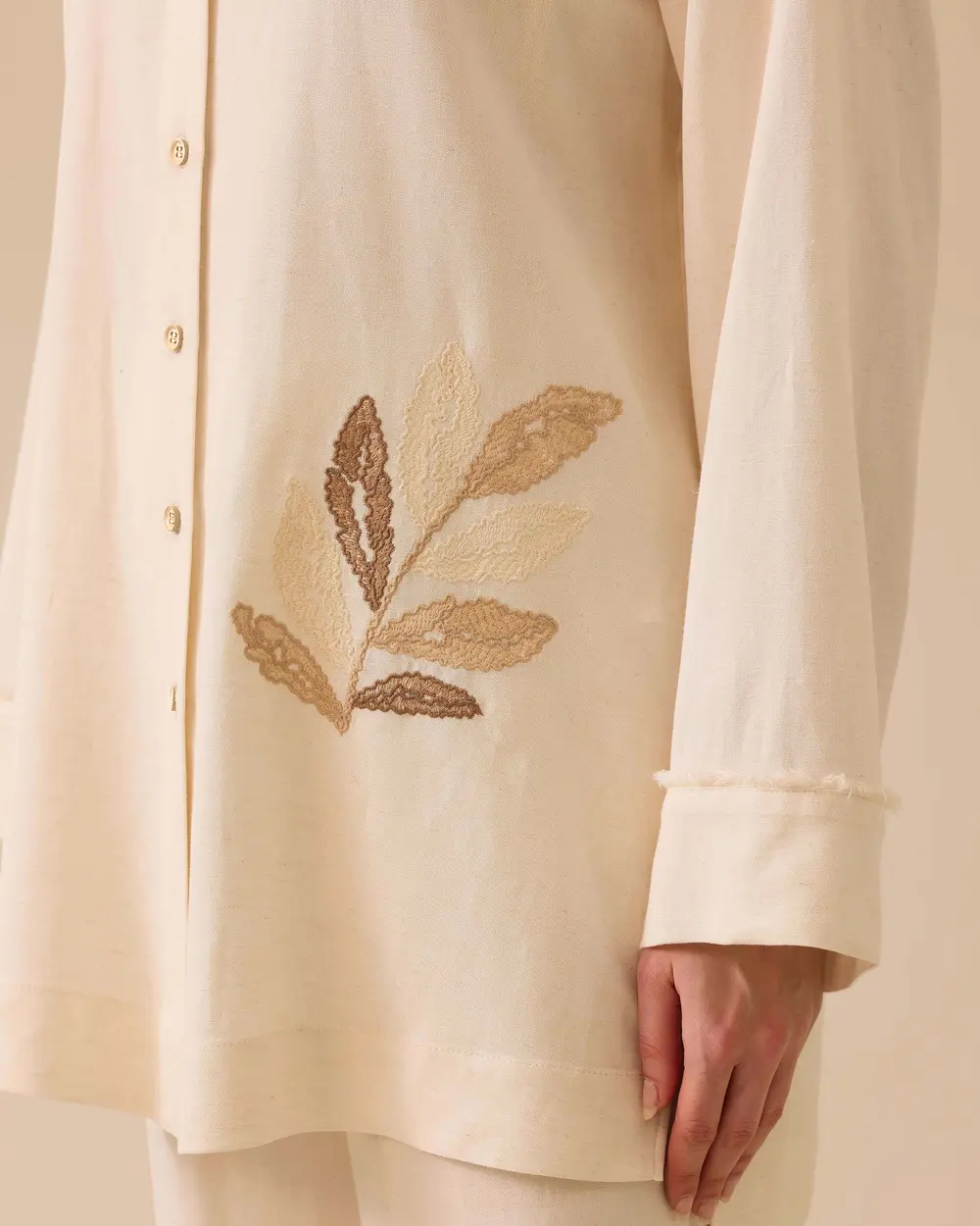 SCL Oversize Gömlek Yaka Uzun Kol Kadın Tunik - Minimalist Tarz