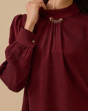 Scl tunic with pleat detail and collar accessory