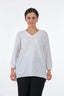 Twomail V Yaka Oversize Minimalist Kadın Bluz - 3/4 Kol - Günlük