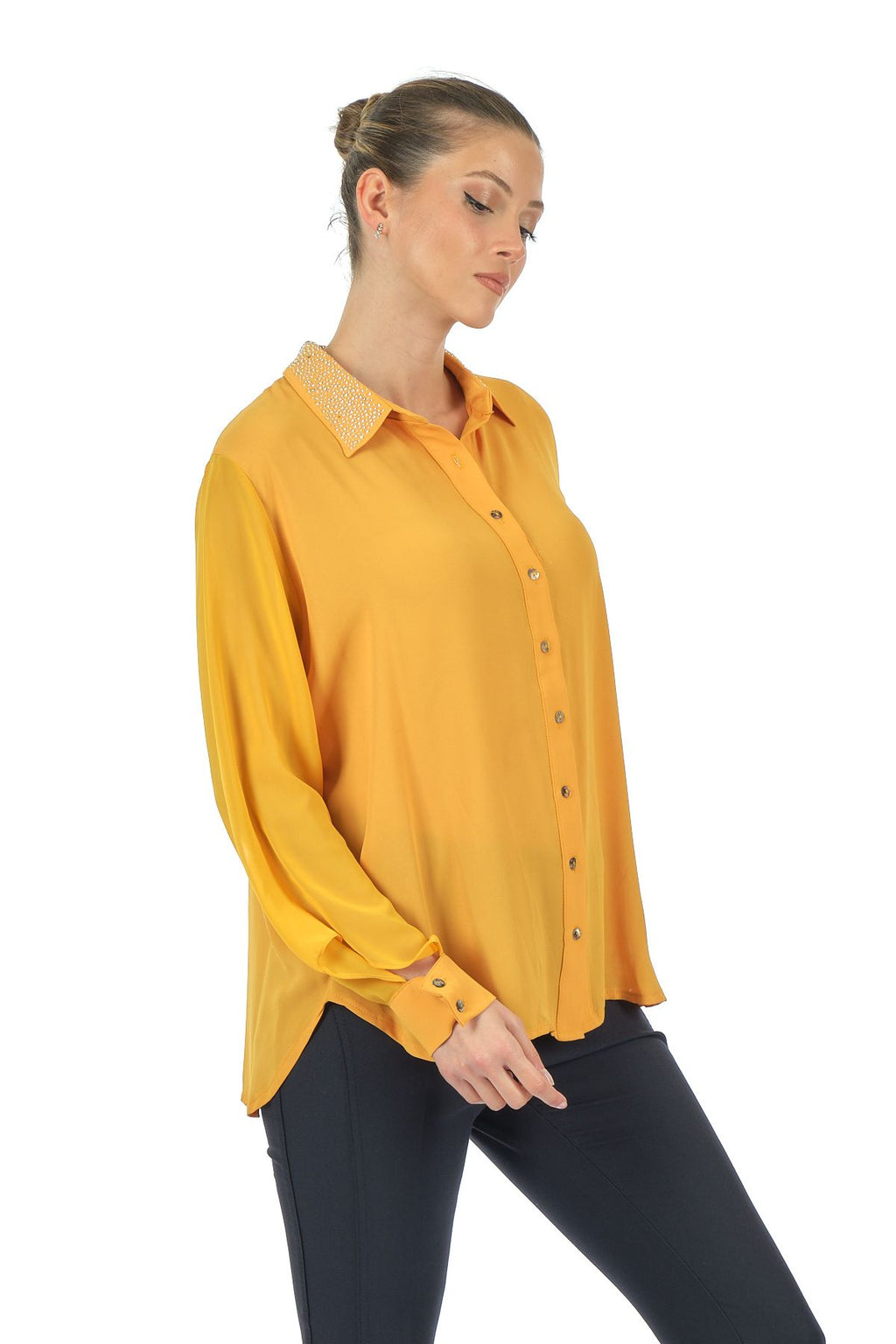 Twomail Minimalist Oversize Uzun Kol Şifon Gömlek