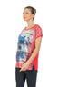Twomail Oversize Flamingo Desenli Kadın T-Shirt - Kısa Kol Rahat Günlük