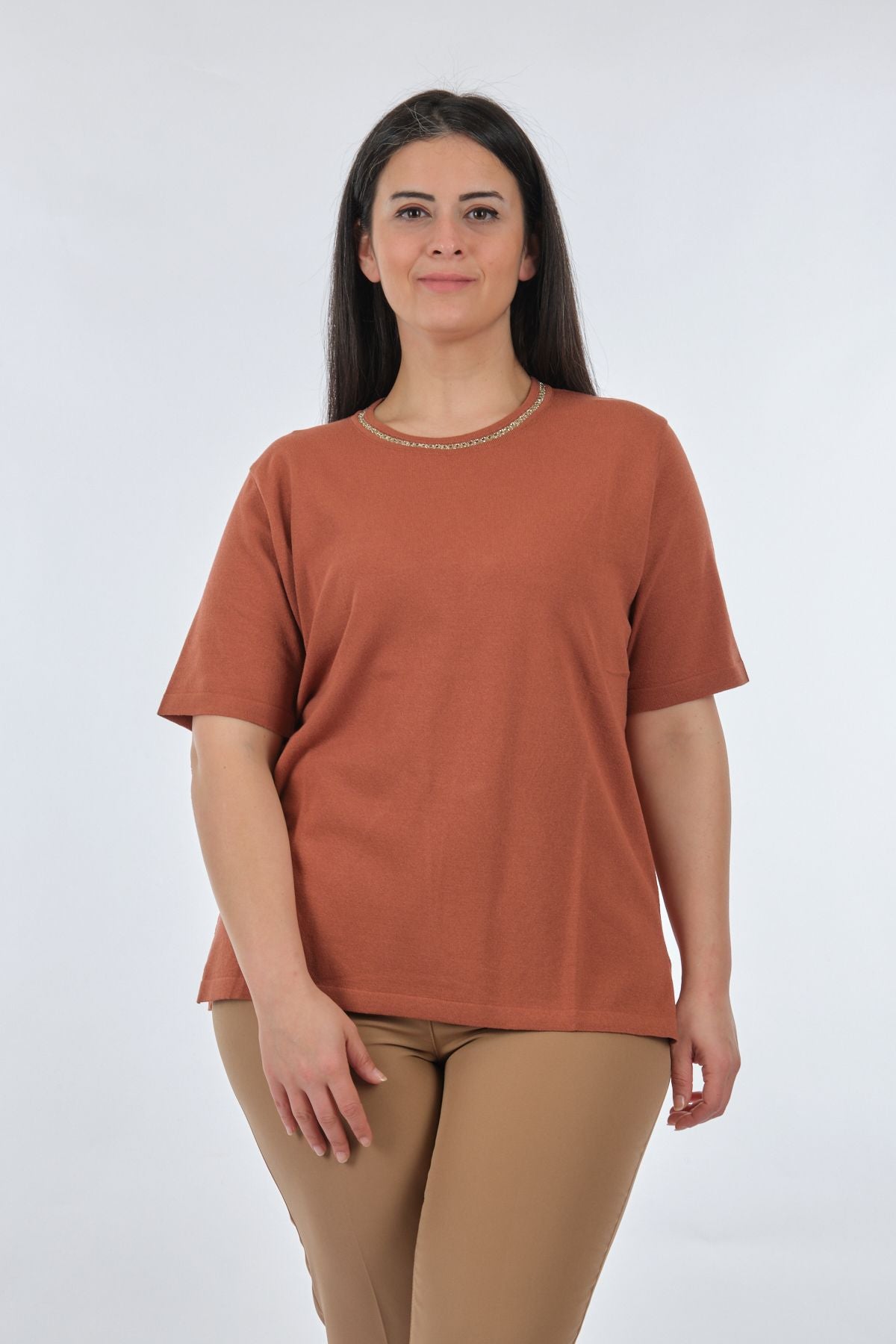 Twomail Oversize Minimalist Kadın Triko - Kısa Kol - Günlük Main image