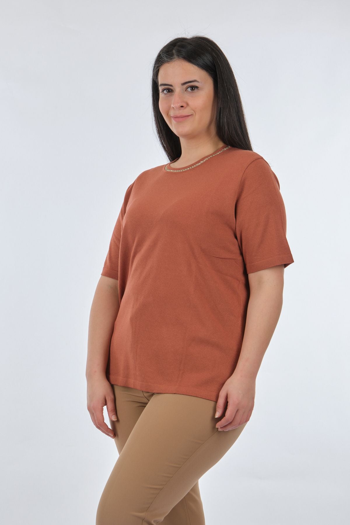 Twomail Oversize Minimalist Kadın Triko - Kısa Kol - Günlük Secondary image