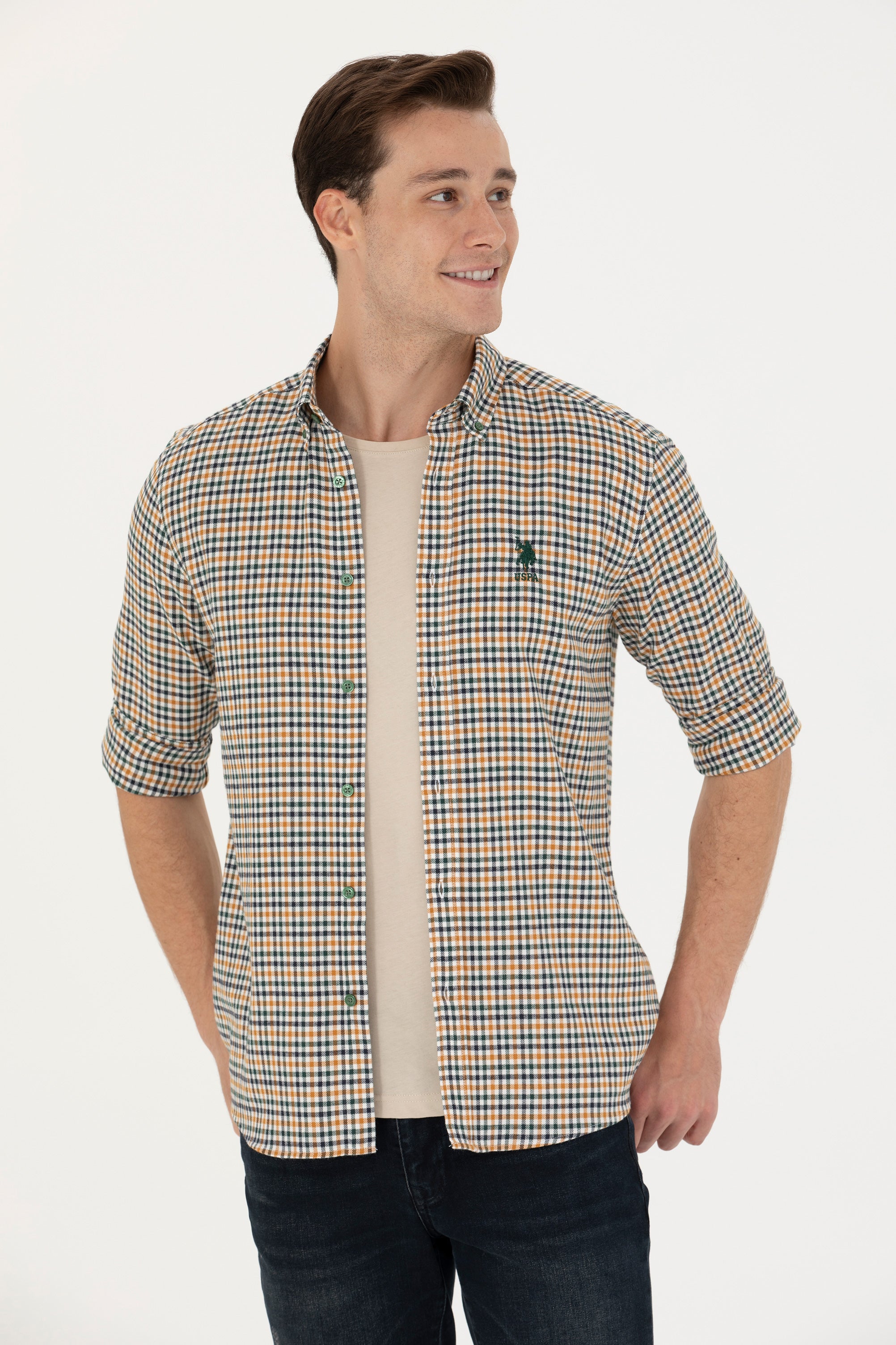 U.S. Polo Assn. Minimalist Erkek Gömlek - 3/4 Kol Kareli Günlük Main image