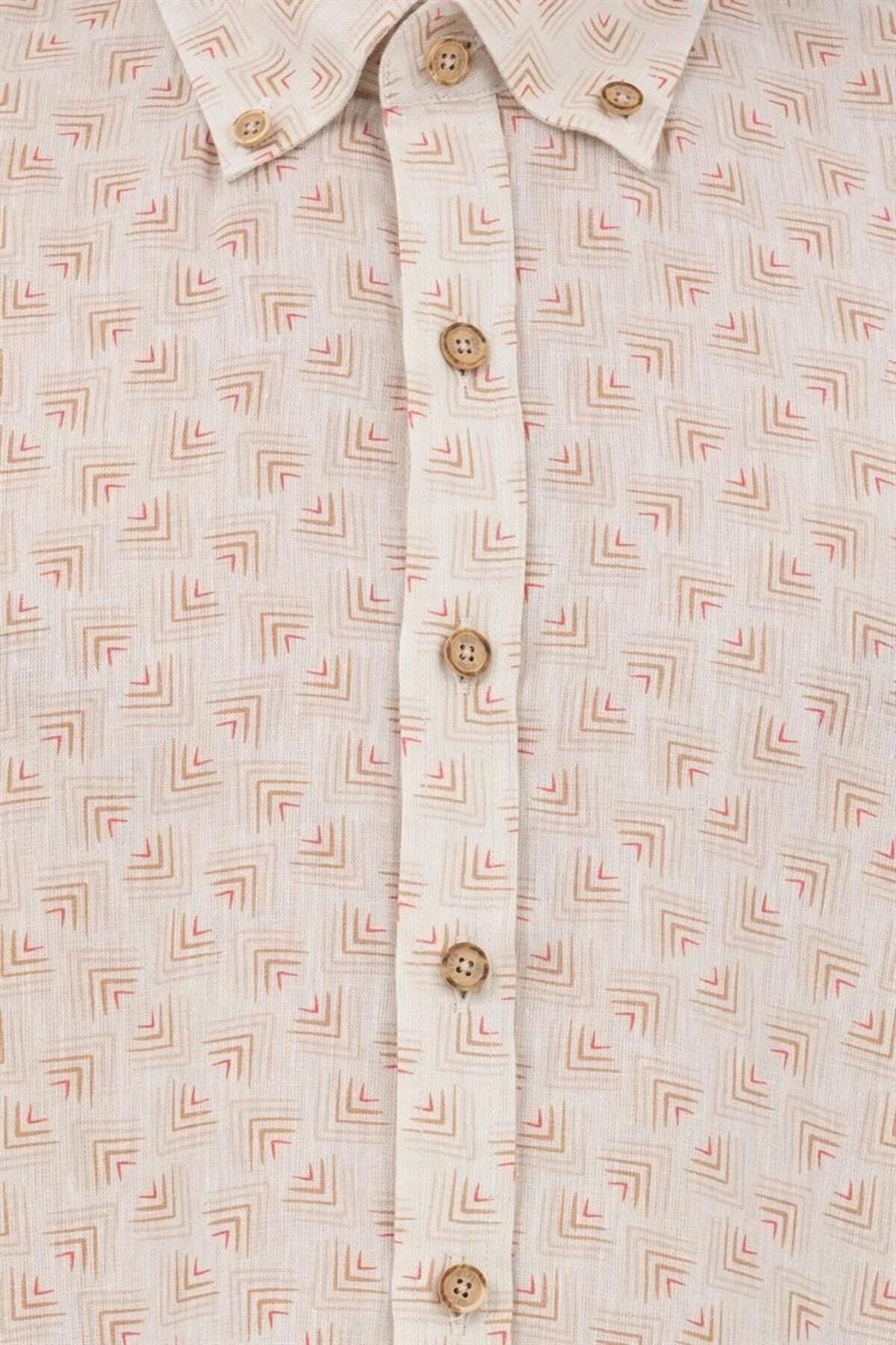 U.S. Polo Assn. Erkek Uzun Kol Geometrik Desen Gömlek - Minimalist Stil