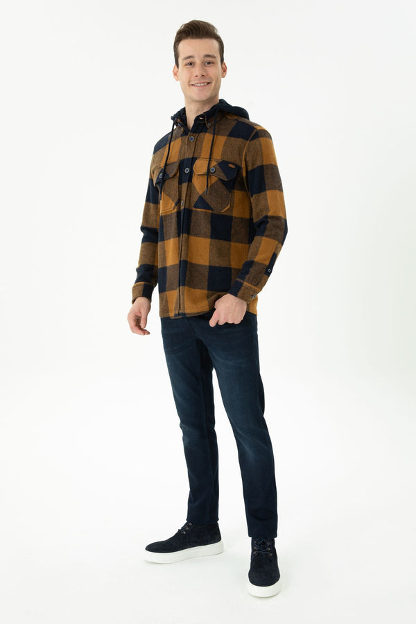 U.S. Polo Assn. Erkek Oversize Flanel Gömlek - Kaban Yaka - Uzun Kol