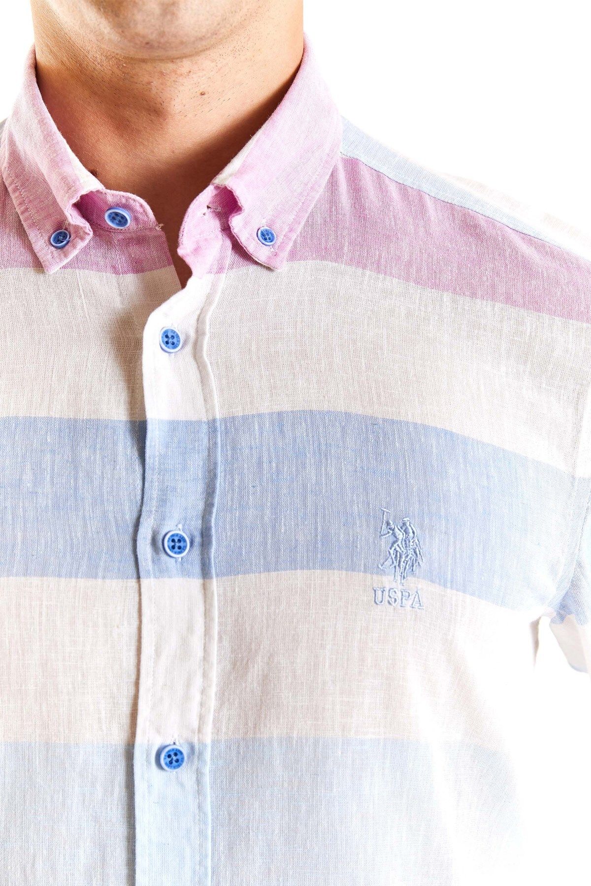 U.S. Polo Assn. Minimalist Çizgili Uzun Kol Erkek Gömleği - Regular Fit