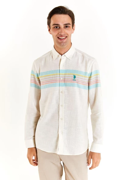 U.S. Polo Assn. Minimalist Çizgili Uzun Kol Erkek Gömlek Main image