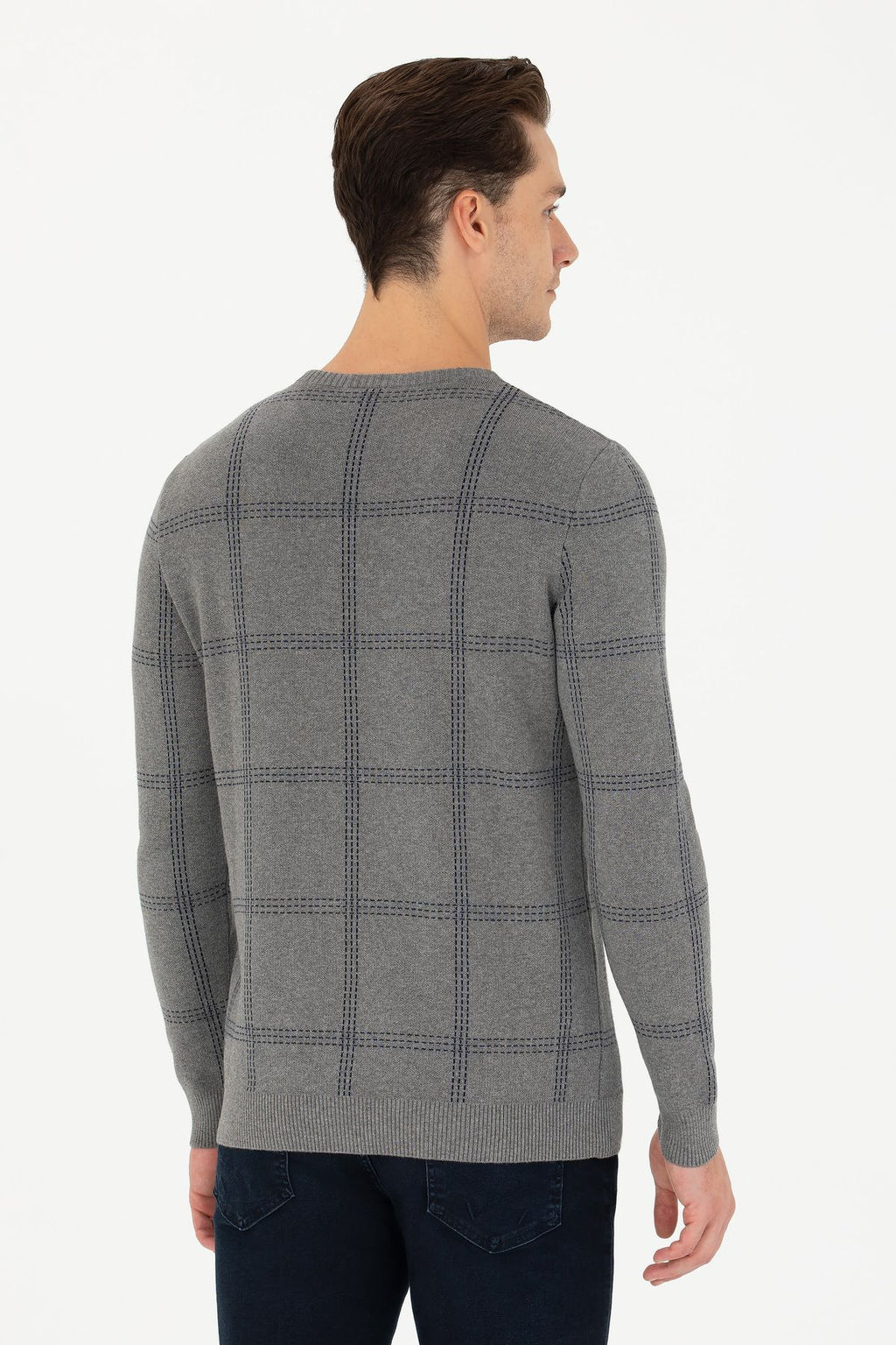 U.S. Polo Assn. Minimalist Kareli Erkek Kazak - Uzun Kol