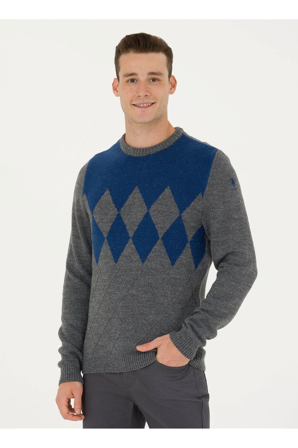 U.S. Polo Assn. Erkek Minimalist Yuvarlak Yaka Kazak - Günlük Stil