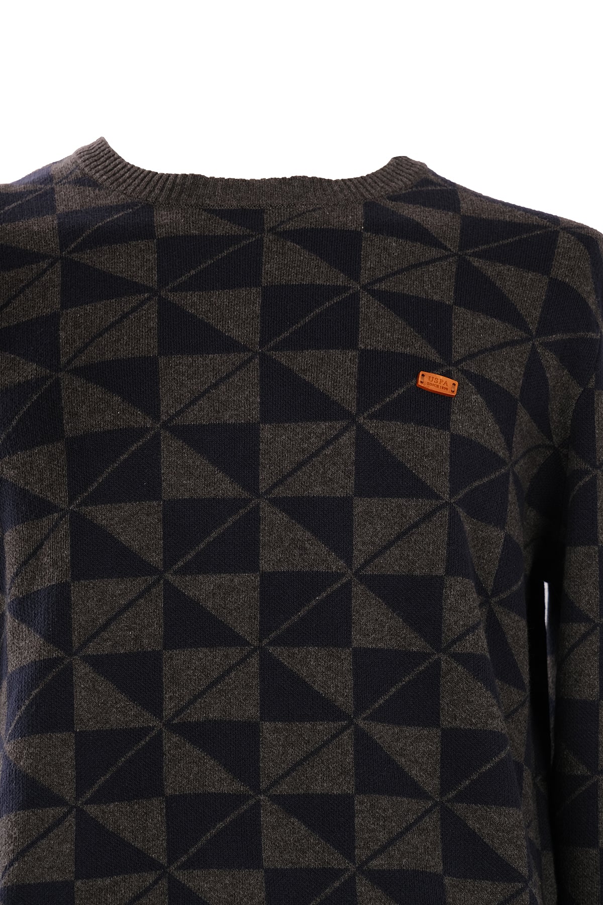 U.S. Polo Assn. Erkek Geometrik Desenli Uzun Kol Kazak - Minimalist Stil