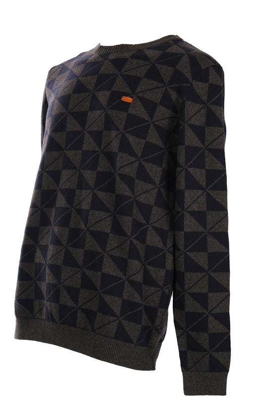 U.S. Polo Assn. Erkek Geometrik Desenli Uzun Kol Kazak - Minimalist Stil