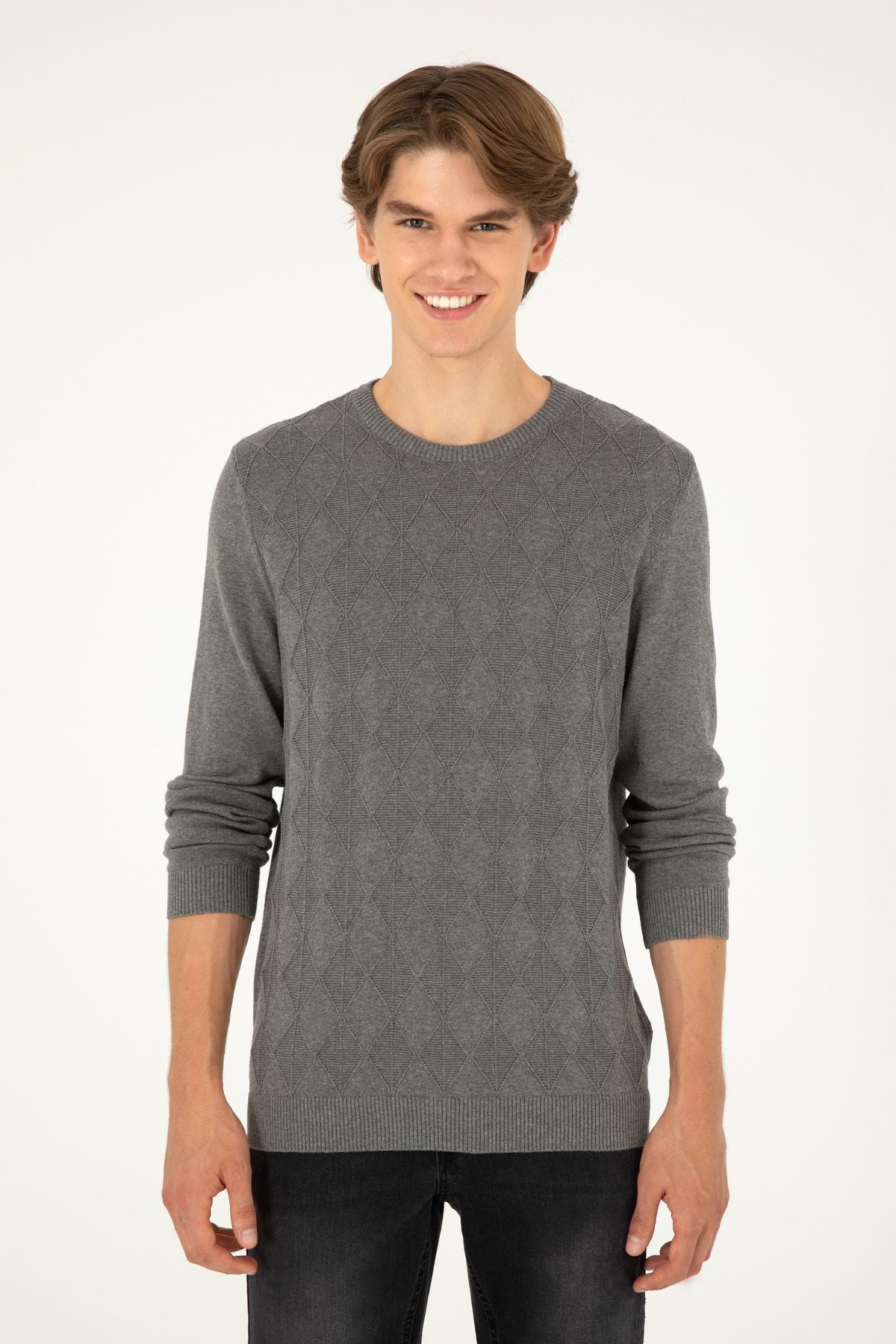 U.S. Polo Assn. Erkek Minimalist Desenli Regular Fit Uzun Kol Kazak