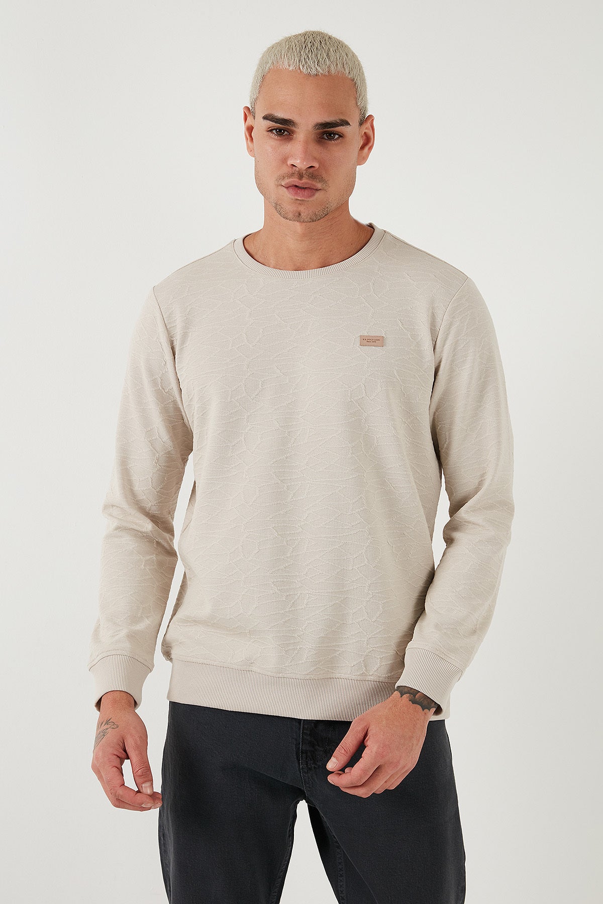 U.S. Polo Assn. Erkek Minimalist Uzun Kol Sweatshirt - Günlük Tarz