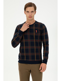 U.S. Polo Assn. Erkek Kareli Desenli Uzun Kol Sweatshirt - Rahat ve Şık