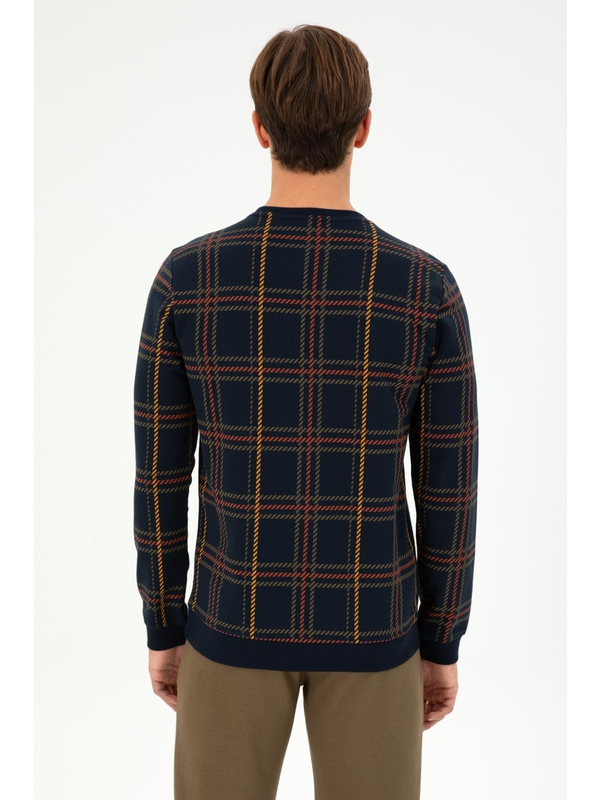 U.S. Polo Assn. Erkek Kareli Desenli Uzun Kol Sweatshirt - Rahat ve Şık