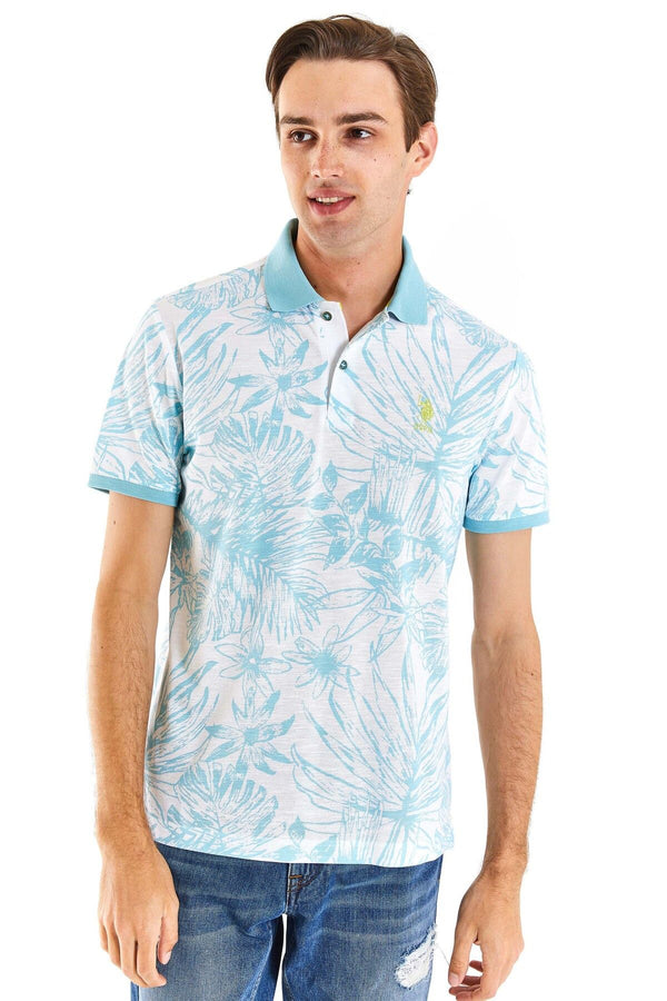 U.S. Polo Assn. Erkek Kısa Kol Polo Yaka Minimalist Tropikal Desen Tişört