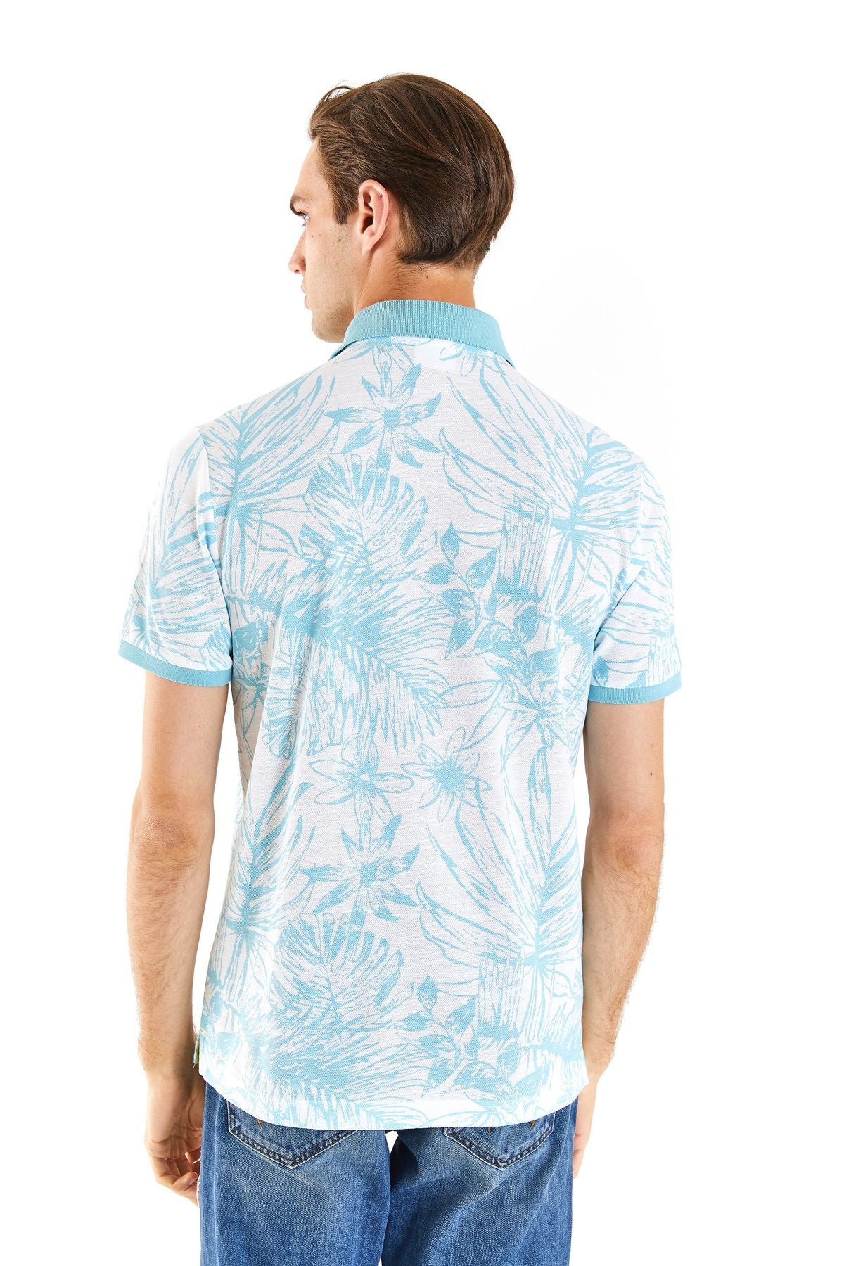 U.S. Polo Assn. Erkek Kısa Kol Polo Yaka Minimalist Tropikal Desen Tişört Secondary image