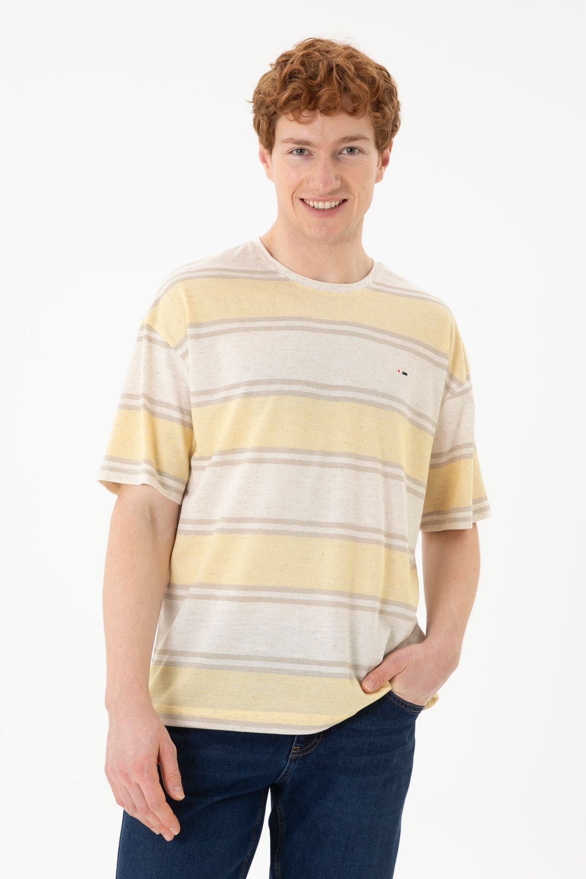 U.S. Polo Assn. Oversize Çizgili Erkek T-Shirt - Rahat ve Şık