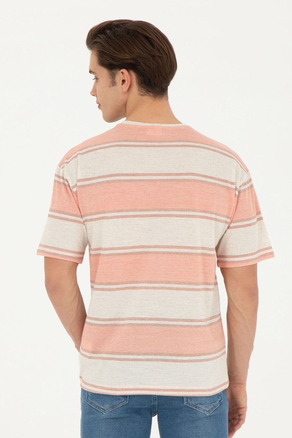 U.S. Polo Assn. Oversize Çizgili Erkek T-Shirt - Rahat ve Şık