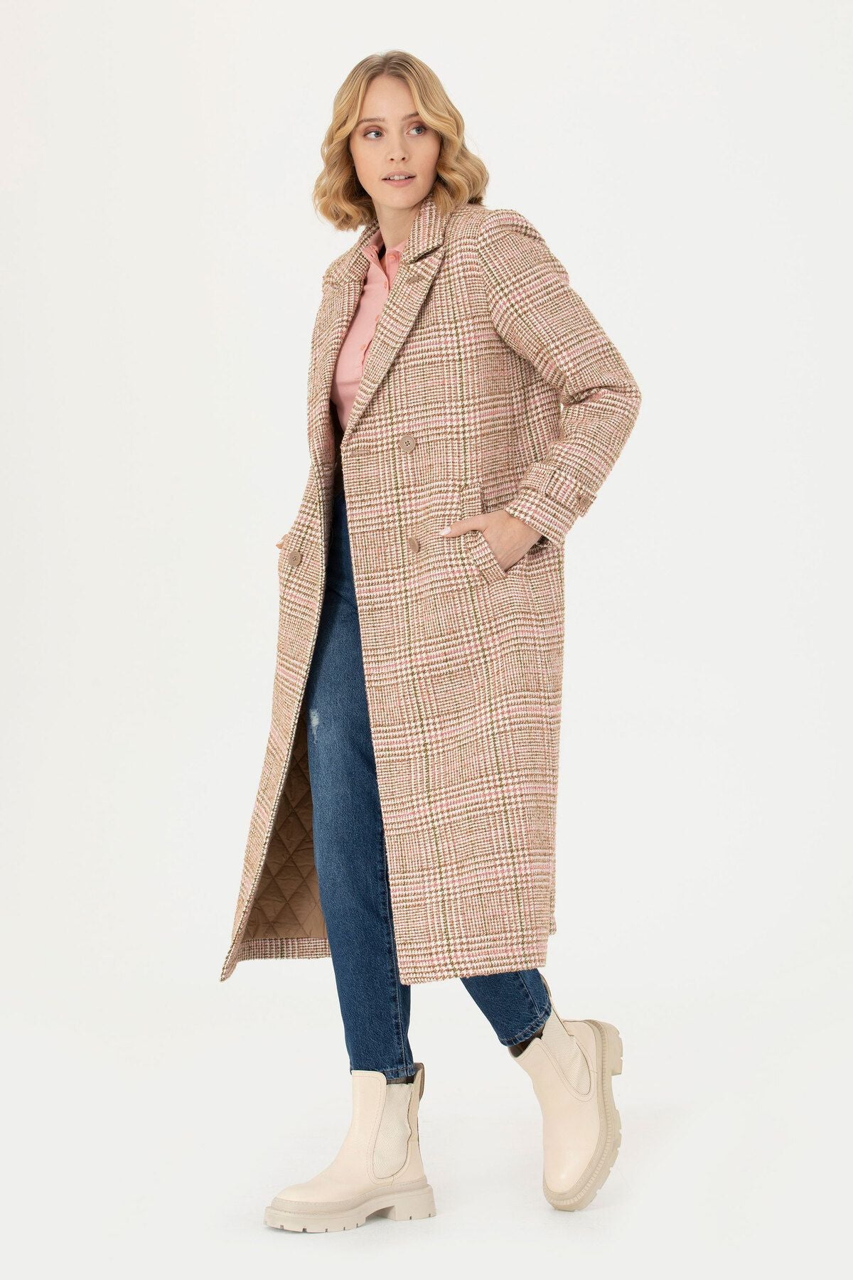 U.S. Polo Assn. Oversize Midi Kaban - Kareli, Günlük, Şık Main image