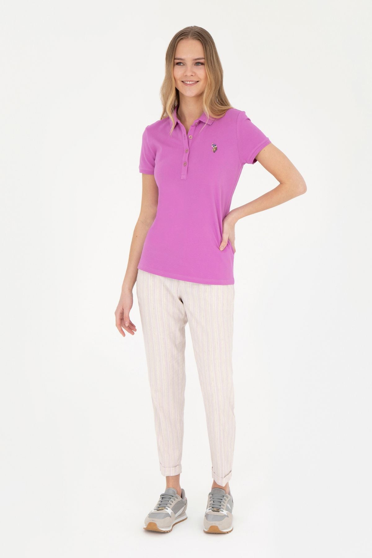 U.S. Polo Assn. Minimalist Çizgili Kadın Pantolon - Rahat & Şık