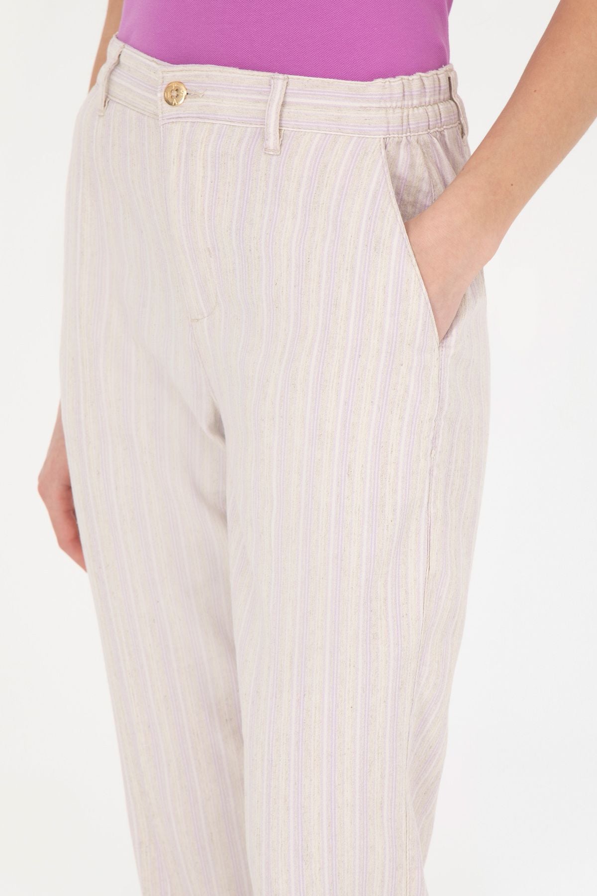 U.S. Polo Assn. Minimalist Çizgili Kadın Pantolon - Rahat & Şık