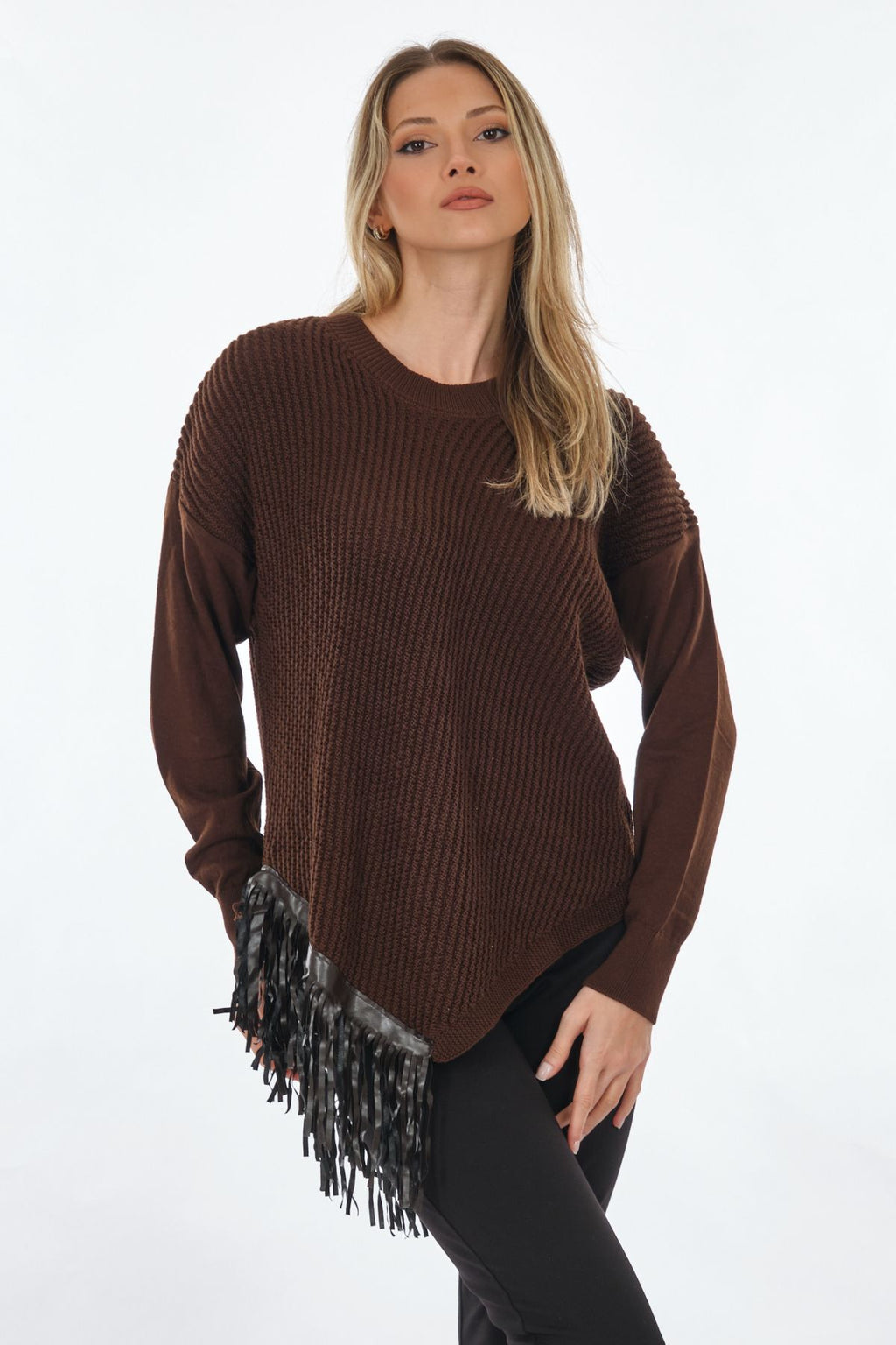 Unique Mode Oversize Fırfırlı Kadın Kazak - Minimalist Stil