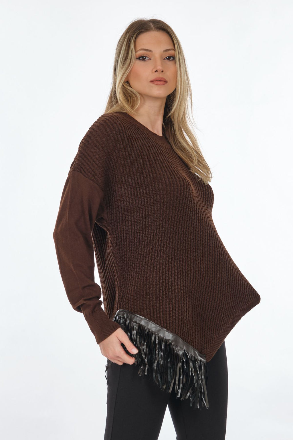 Unique Mode Oversize Fırfırlı Kadın Kazak - Minimalist Stil