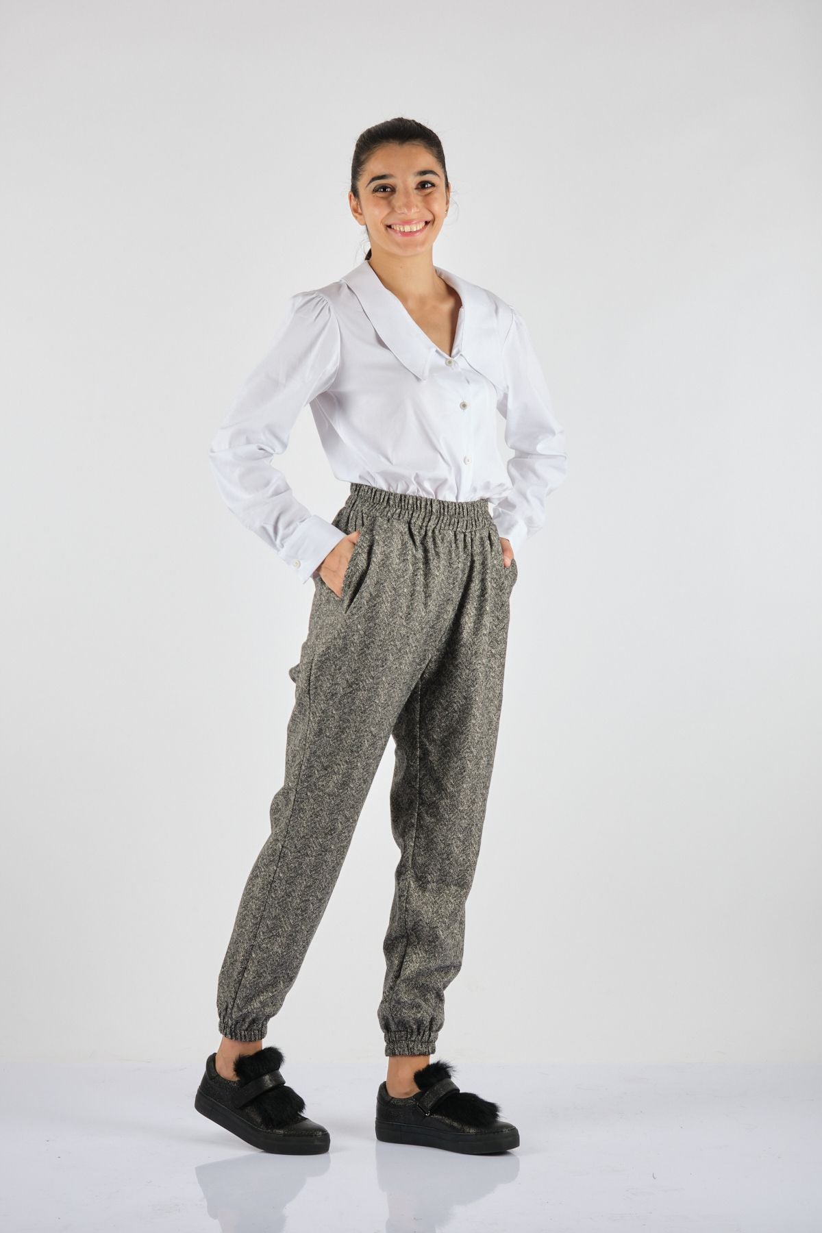 Unique Mode Minimalist Jogger Pantolon - Lastikli Bel - Midi Boy Secondary image