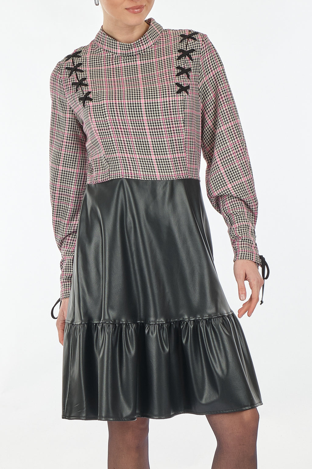 Unique Mode Midi Boy Kaşe Suni Deri Elbise - Günlük Şıklık