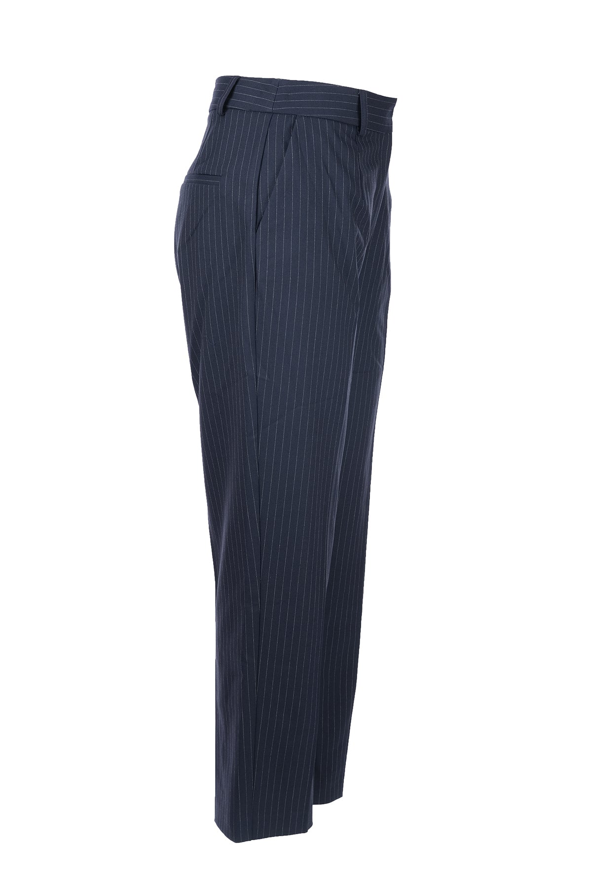 Unique Mode Minimalist Çizgili Midi Kadın Pantolon - Yüksek Bel