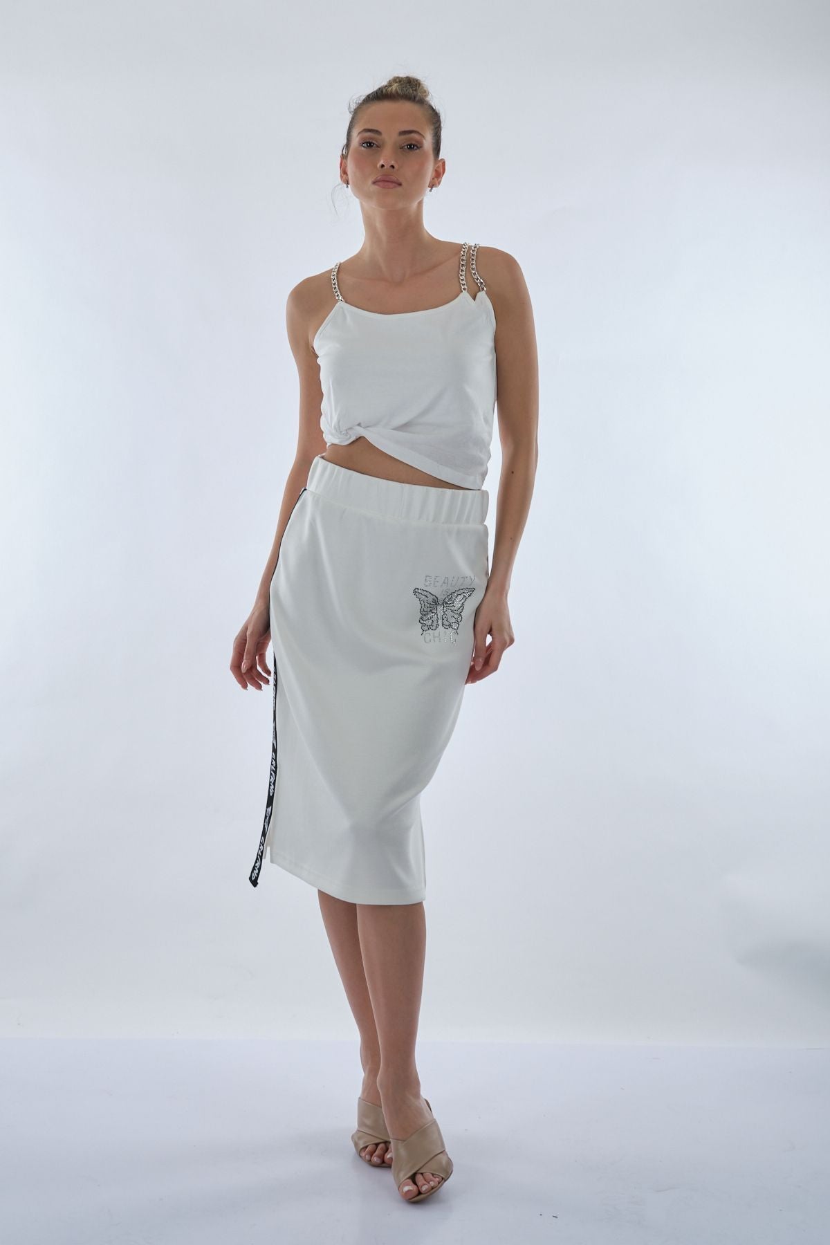 Unique Mode Minimalist Midi Etek & Crop Top Takım - Günlük & Şık Main image